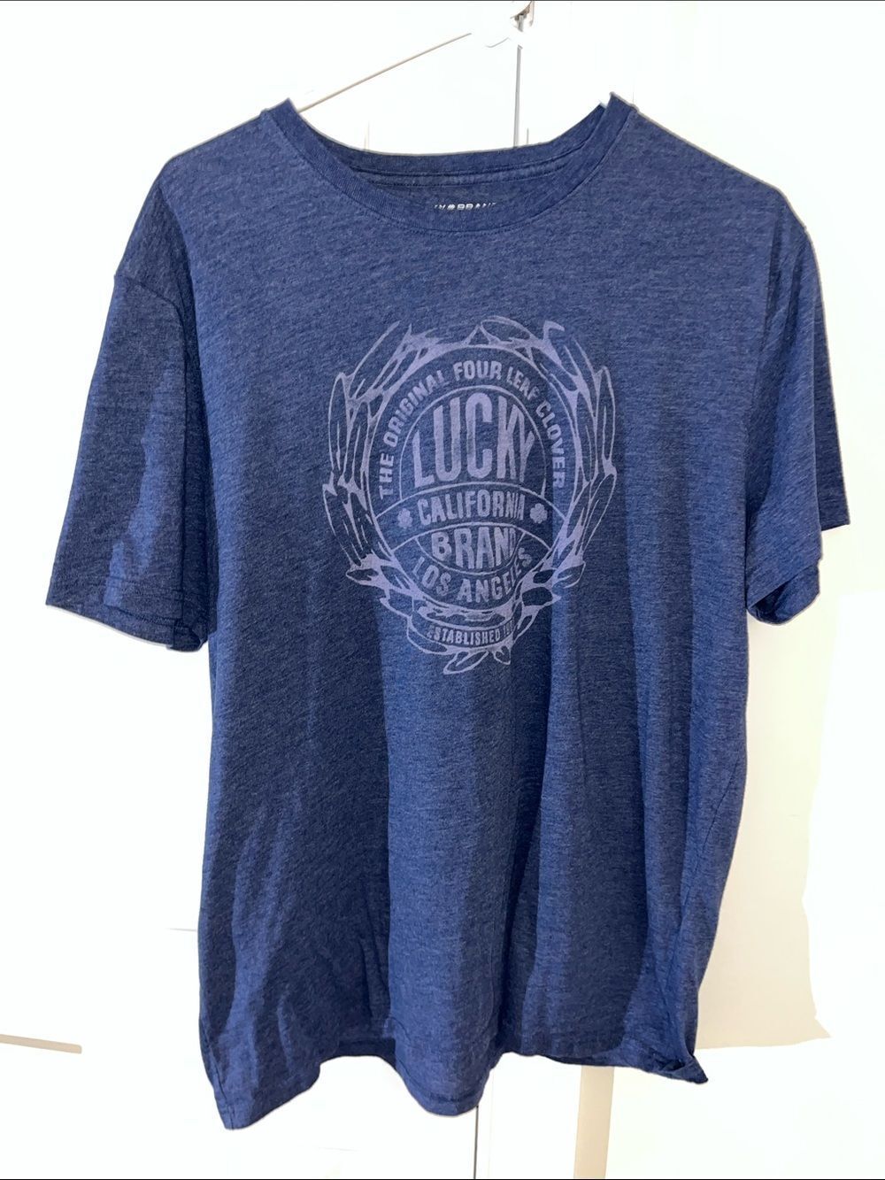 Lucky Los Angeles California Blue Gray collector Motorcycle Bike T Shirt XL